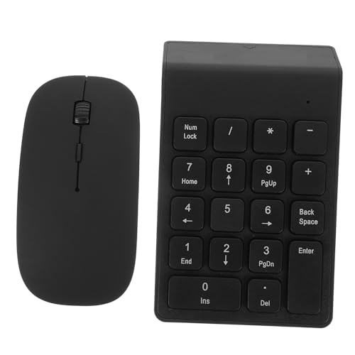 Teclado numérico y ratón inalámbricos negros, pack compacto para portátil de hogar u oficina