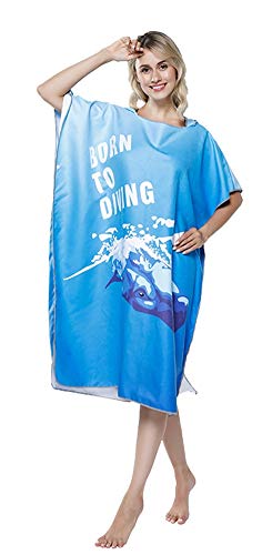 Icegrey Adultos Changing Robe Toalla Poncho con Capucha para Hacer Surf, Nadar Traje de Cambio, Talla única Ballena Azul