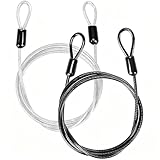 Azuneyeunt 2 Pack Outdoor & Travel Security Cable with Loops, 3.3 ft x 1/8 in (1m x 3mm) Braided Safety Wire, Flexible Steel Safety Cable with Double Loops for Luggage, Outdoor Gear and Gates