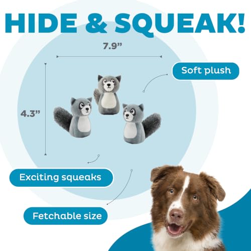 Image of Outward Hound Squeakin' Raccoon Hide A Puzzle Plush Replacement Dog Toys - 3 Pack