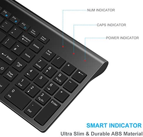 Slim Wireless Keyboard and Mouse Set, 2.4G Cordless QWERTY UK Layout USB Keyboard and Silent Mouse Combo with Numeric Keypad, Ultra Thin and Super Energy Saving for Windows PC/Laptop/Surface/Apple Mac