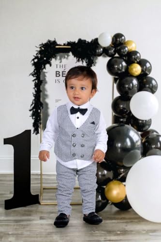 Image of Cotton Blend Classic 3-Piece Formal Suit Set for Baby Boy | Regular Fit & Stylish with Shirt, Pant & Jacket | Toddler Full Sleeve Outfit | Comfortable & Ideal for Summers, Outings & Events