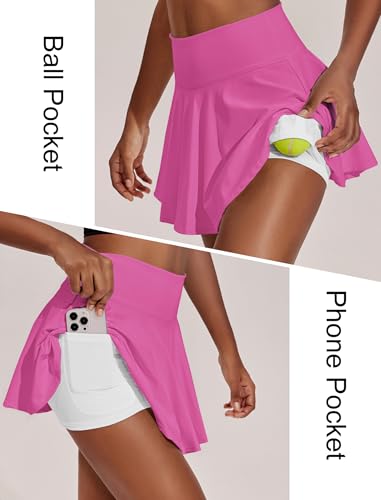 Image of PINSPARK Womens Tennis Skirt Pleated Athletic Skirts with Pockets Shorts High Waisted Golf Skort for Workout Pickleball