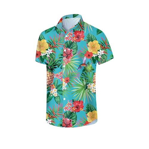 Hawaiian Shirt for Men Summer Casual Beach Button Down Short Sleeve Printed Tropical Vacation Shirts