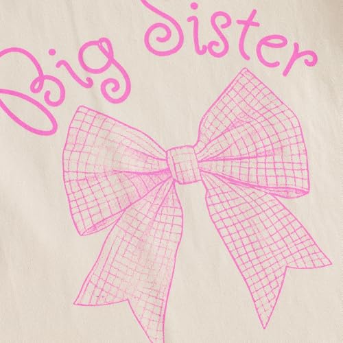 Big Sister Little Sister Matching Outfits Coquette Bow Toddler Girl T-shirt and Newborn Bodysuit Sibling Clothes4