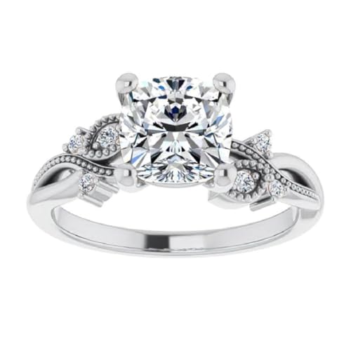 Moissanite Cushion Cut Engagement Ring Set 1CT-3CT Milgrain Bridal Ring 925 Silver/10K/14K/18K Gold Anniversary Christmas Gift For Her2