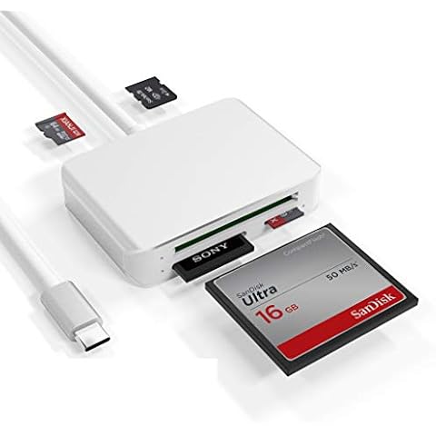 USB C Card Reader, 5 in 1 Type C CF Card Reader USB 3.1 Type C Memory Card Reader for Compact Flash (CF), SDXC, SDHC, SD, Micro SD/TF/M2 Memory Card, Compatible with Windows, Mac OS, Linux Cover