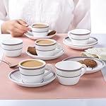 Larah by BOROSIL Premia Series Starlight 12pc Opalware Tea/Coffee Cup & Saucer Set (140ml Each) | Embossed Design, Microwave & Dishwasher Safe | Crockery Set Ideal for Daily Use & Gifting, White