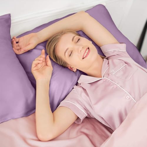 Image of RAGGLE Satin Silk Pillowcase for Hair and Skin Standard Size 18 inchX 28 inch with Soft Breathable Smooth Cooling Pillow Covers for Sleeping or Pillow Protector (4, Rose Tupe)