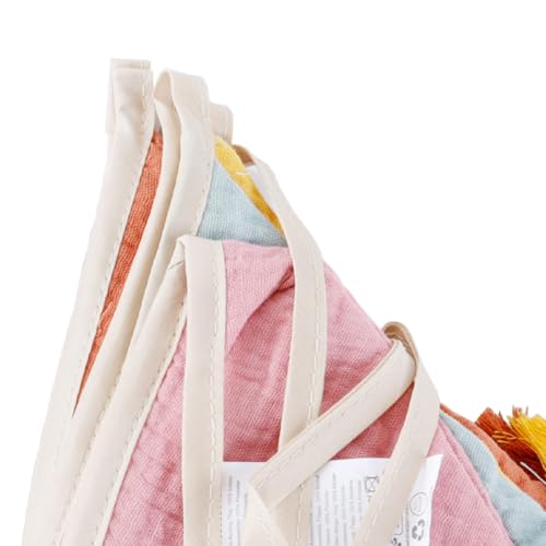 Ausi Wimpelkette fürs Kinderzimmer, Dreieck-Wimpelkette aus Stoff, doppelseitig, bunte Baumwolle mit Quasten, für Valentinstag, Ostern, Hochzeit, Geburtstag, Dekoration