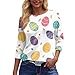 Women Tops Easter Printed Summer 3/4 Length Sleeve Blouse Fashion Vacation Shirts Dressy Casual 0 Neck T Shirt
