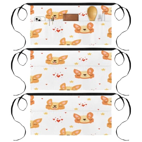 Demi-tablier avec 3 poches pour ranger vos outils en cuisine, nettoyage et service de bar