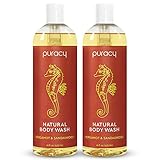 Puracy Body Wash, Natural Body Wash, 98.6% Pure Plant Ingredients, Moisturizing Shower Gel for Everyone, Body Soap for Dry Sensitive Skin. Scented with Bergamot & Sandalwood, 16 Oz (2-Pack)