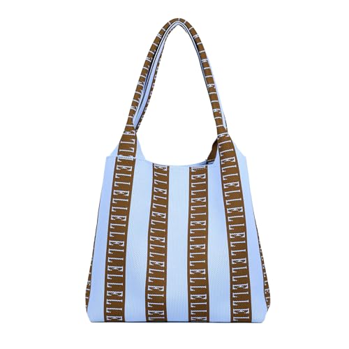 Bolso grande ELLE tipo tote tejido rayado miniatura 1
