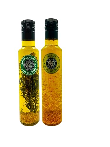 Willow Vale Gourmet Food Co. Olive Oil Bundle – Rosemary & Garlic + Garlic | 2 x 250ml Bottles | 100% Australian Extra Virgin Olive Oil | Gluten-Free | Preservative-Free | Handmade in Australia