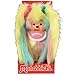 Sekiguchi 234240 - Original Monchhichi Mädchen mit Lätzchen, Plüsch-Figur mit 6 Zöpfen in bunten Farben und Schleifen im Haar, ca. 20 cm großes Kuscheltier aus Plüsch