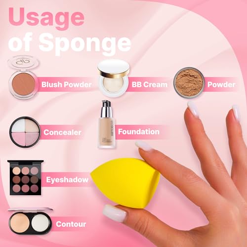 Makeup Sponges For Foundation, 6 Pcs Set Beauty Blender Applicator, Non-Latex, Super Soft, Flawless for Liquid Cream Powder (Multicolored)
