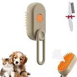 Spray Defur Comb with No-Rinse Shampoo for Pet Bathing, Steam Spray Grooming Brush for Dogs With Steamy Massage Prevent Hair From Splashing (Brown)