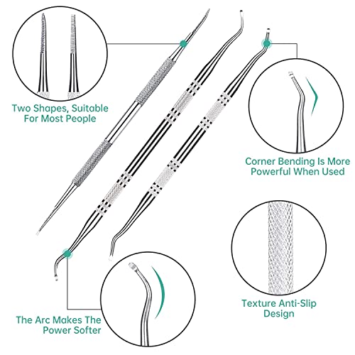 3-Pack Ingrown Toenail File And Lifters, Professional Surgical Stainless Steel Ingrown Toenail Tool- Safe Nail Cleaning Treatment Pedicure Tools Kit Under Sidewall Cleaner Pain Relief Accessories #TOP2