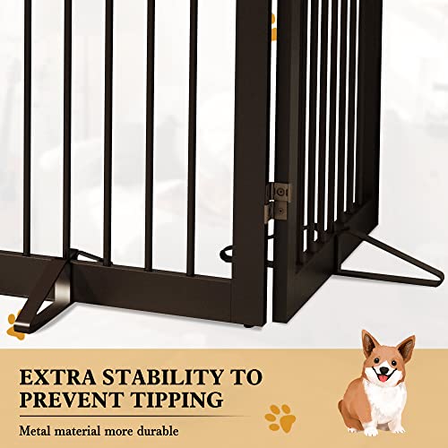 Pupetpo Freestanding Pet Gate Metal Support Feet, Triangle Support Feet Set Of 2 For Extra Wide Foldable Pet Gate, Easy To Install, A Pair Of Safety Fence Feet For Wooden Dog Gate, Dark Brown #TOP6