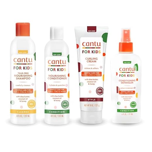 Cantu Care For Kids - Champú + acondicionador + desenredante + fijador de rizos, cuidado suave para cabellos texturizados (juego de 4)