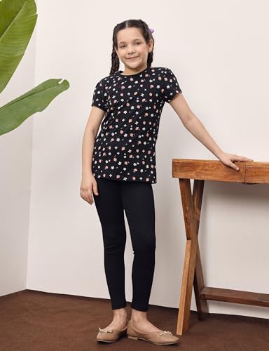 Image of Amazon Brand - Symbol Girl's Cotton Ribbed Stretchable Leggings | Ankle Length | Aged 2-14 Years