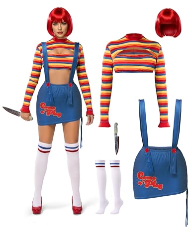 Spooktacular Creations Halloween-Kostüm für Frauen mit Killerpuppe, gruseliges Albtraum-Killerpuppenkleid für Erwachsene, Halloween-Kostüm für...