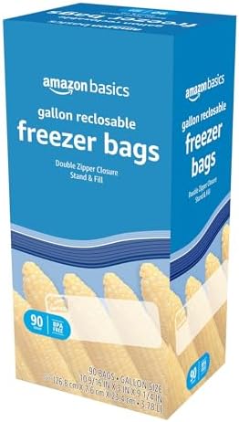 Amazon Basics 재밀폐 가능한 냉동고 갤런 사이즈 백, 이중 지퍼 씰, 스탠드업 바닥, BPA 프리, 90개 (이전 Solimo) — 사진 5