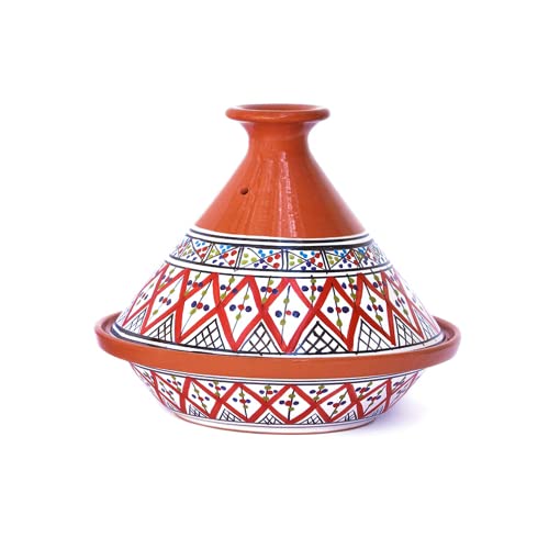 Kamsah Hand Made And Hand Painted Tagine Pot | Moroccan Ceramic Pots For Cooking And Stew Casserole Slow Cooker (Medium, Supreme Bohemian Red) #TOP3
