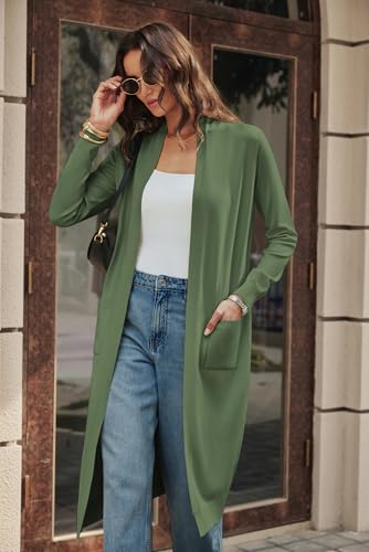 Image of GRACE KARIN Essential Solid Open Front Maxi Long Knitted Cardigan Sweater for Women