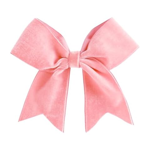 6" Velvet Cheer Bow for Girls - Large Tail Hair Clip, Great for Christmas, Halloween, St. Patrick’s Day, and Cheerleading - Pink Cover