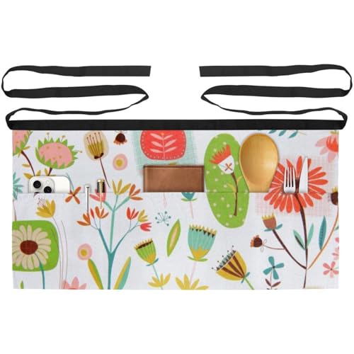 Tablier court de chef imprimé pour cuisine et bistrot – Lot de 3 avec poches pratiques