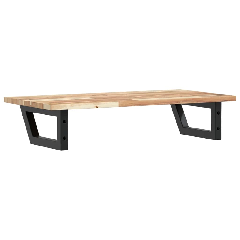 Estantería para lavabo de pared de acero de madera de acacia, placa superior de 80 x 40 cm, 2 soportes, ahorra espacio para lavabo, organizador de baño para espacio de almacenamiento