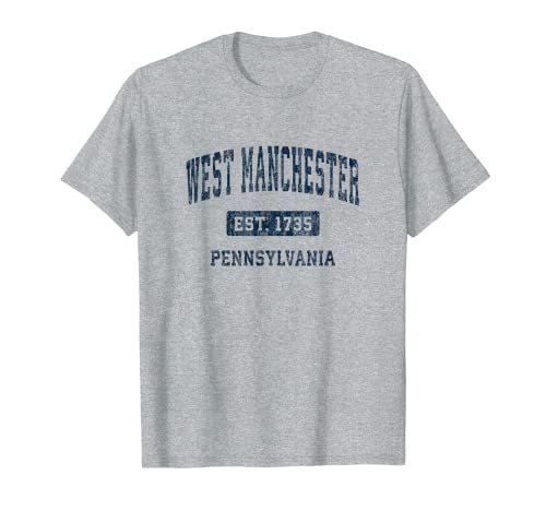 West Manchester Pennsylvania PA Vintage Diseño Deportivo Azul Marino Camiseta