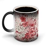 asbwuo Taza con estampado floral de melocotón, taza grande de cerámica que cambia de color, sensible al calor, personalizada, divertida, mágica, de lujo, ideal para regalar, 12 oz.