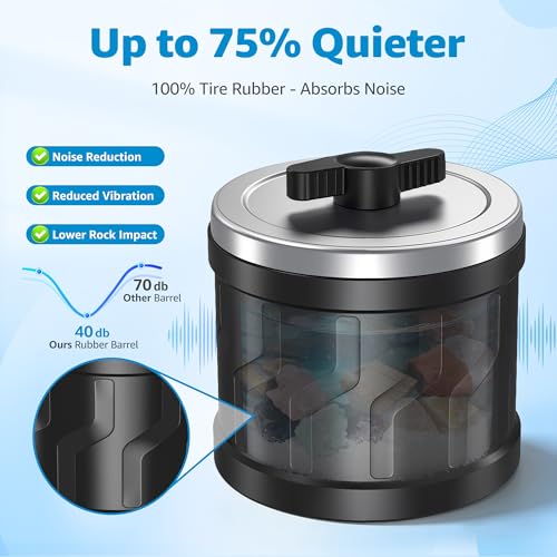 Image of Dual-Barrel Rock Tumbler Kit - 8LB Extra Large Capacity (4LB x 2), Brushless Motor & Heavy Metal Base, 3 Speeds & 9-Day Timer, Rock Polisher for Adults & Collectors, Full Accessories Included