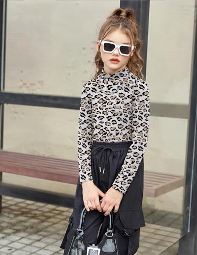 Image of Arshiner Girls Long Sleeve Mock Turtleneck Shirts Slim Fit Base Layer Top