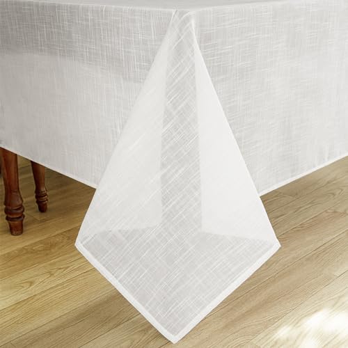 Karseteli Linen Textured Rectangle Tablecloth, Slubby Lightweight Table Cloth 60 x 102 Inch, Water Resistant Stain Resistant Farmhouse Burlap Table Cover for Kitchen Dining Room by Karseteli - Used condition - Image 8