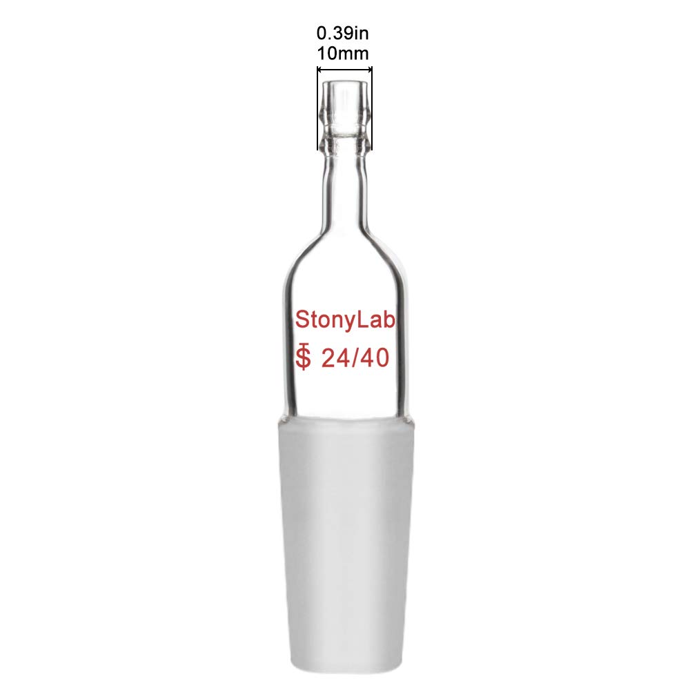 stonylab 5-Pack Adaptateur d'entrée Droite en Verre avec 24/40 Joint de Mâle en Verre et Raccord de Tuyau de 8 mm, Glass Straight Inlet Adapter pour Appareil de Distillation Lab Verrerie