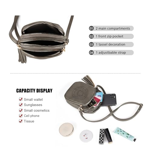 Image of AFKOMST Small Crossbody Phone Purse for Women, Triple-Zip Compartments