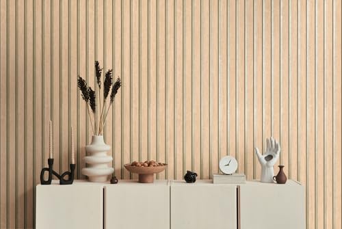 A.S. Creation A.S. Cration Non-Woven Wallpaper with Wood Panel Design in Brown, Metallic Scandinavian Wallpaper… - Image 2