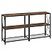 VASAGLE Mesa de Consola, Mesa de Entrada Estrecha con Estantes Abiertos, Mesa de Sofá, 140 x 30 x 75 cm, Marco de Acero, Estilo Industrial, para Salón, Pasillo, Marrón Rústico y Negro LNT071B01