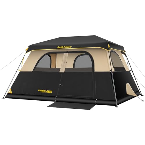 FanttikOutdoor Zeta C6 Pro Max Instant Cabin Tent 6 Person Camping Tent Setup in 60 Seconds with Rainfly & Windproof Portable with Carry Bag for Family Camping & Hiking, Upgraded Ventilation, Khaki