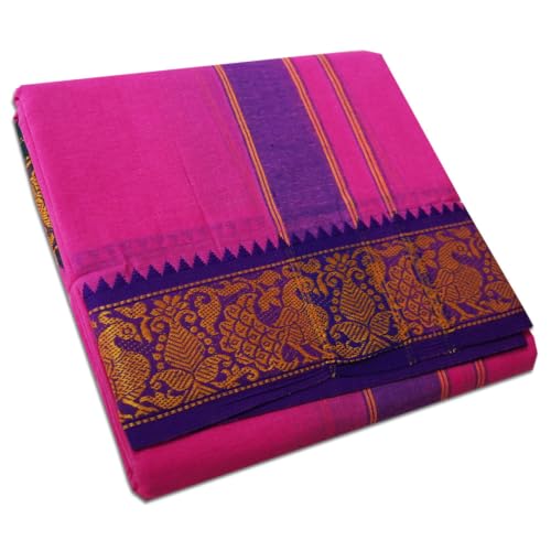 Image of vimayam pure cotton 3 inch border colour dhoti 9X5(Assorted Border design and colours)