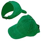 monos largos sin espalda Cierre de hebilla de latón TopTie Casquillo de cola de caballo de algodón lavado sin espalda moño desordenado pelo rizado gorras de béisbol para mujeres, verde, Talla única