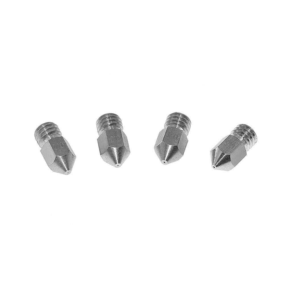 Lysee 3D Printer Parts & Accessories - 2021 New 10Pcs/lot Stainless Steel MK8 Nozzle Extruder Print Head 0.2/0.3/0.4/0.5mm for 1.75mm Filamnet 3D Printer Parts - (Size: 0.2mm)