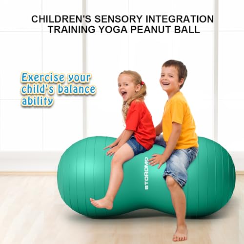 Anti-Burst Peanut Ball – High Weight Capacity Exercise Ball for Birth, Yoga, Pilates & Physical Therapy, Eco-Friendly PVC Fitness Ball for Kids & Adults, Includes Pump(Green, 39x20 inch (100x50cm)) — view 4
