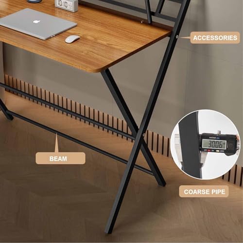 Bureau d'ordinateur pliable pour optimiser l'espace avec étagère de rangement intégrée