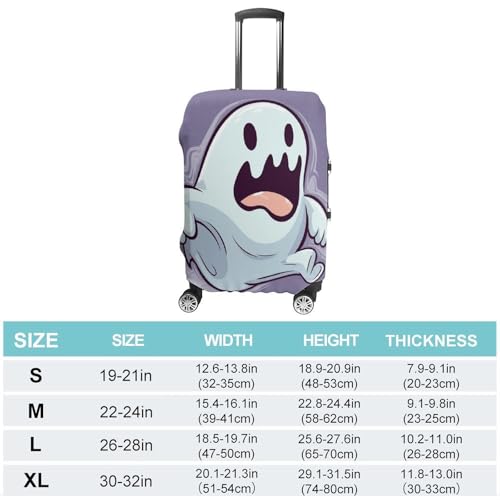 Cartoon Ghost Elastic Luggage Cover Suitcase Protector for 19-32 Inch Suitcases | Universal Stretchable Travel Bag Cover | Anti-Scratch, Washable with Zipper Closure M2