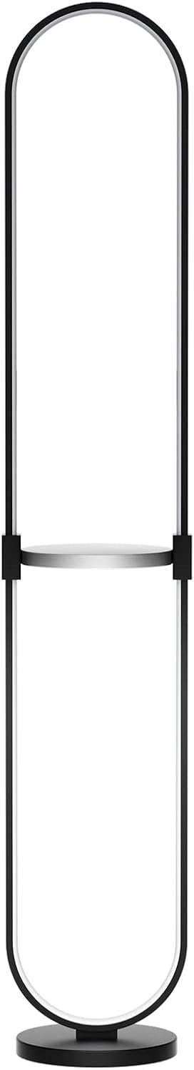 hykolity Modern LED Floor Lamp with Side Table, Stable Base 55" Tall Lights for Indoor Living Room Bedroom Loft Office Great Room Sunroom, Over Couch Lights, Near Sofa Lighting, Matte Black
